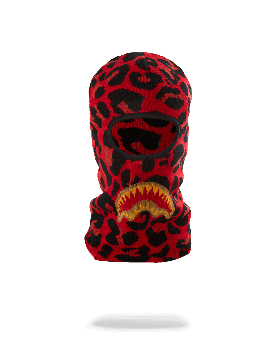 RED LEOPARD GOLD SHARK MOUTH SKI MASK